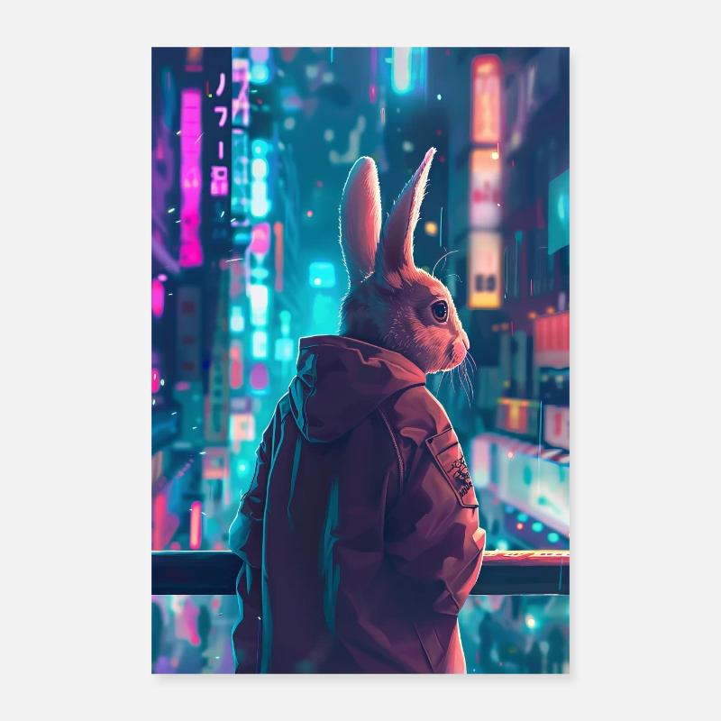 Lapin - Poster 40 x 60 cm - blanc