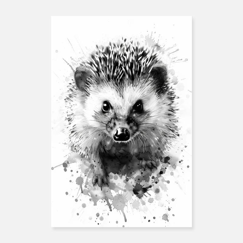 Hérisson - Poster 40 x 60 cm - blanc