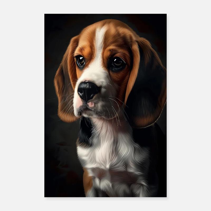 Beagle - Poster 40 x 60 cm - blanc