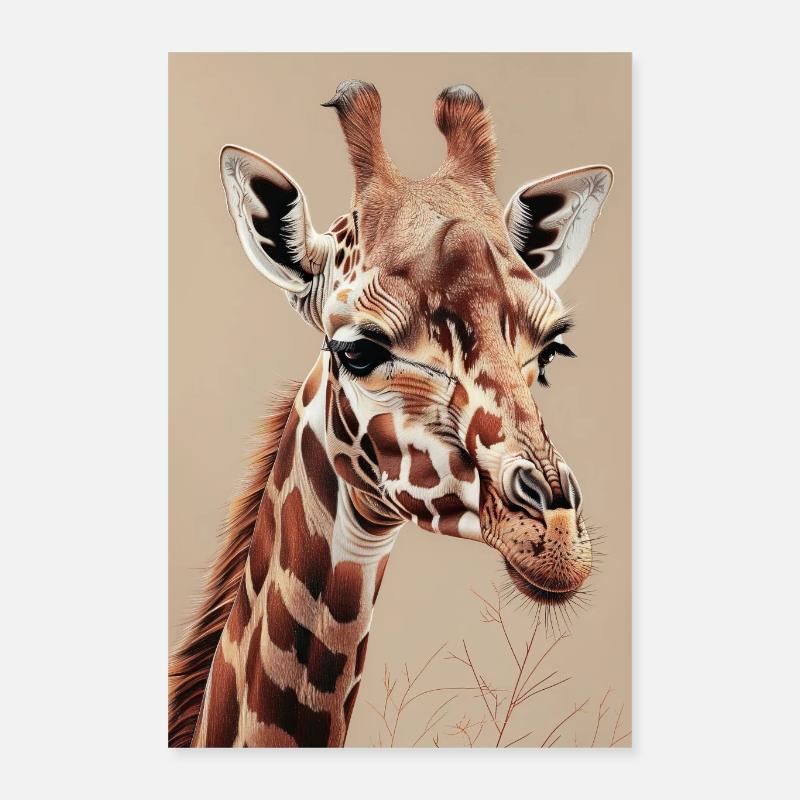 Girafe - Poster 40 x 60 cm - blanc