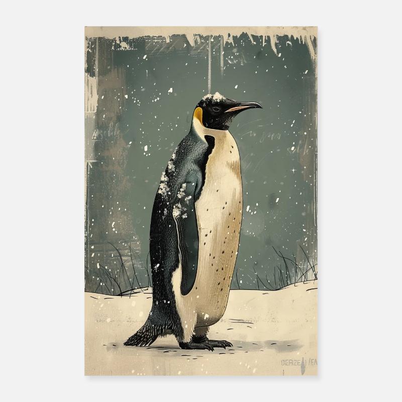 Pinguin - Poster 40x60 cm - Weiß