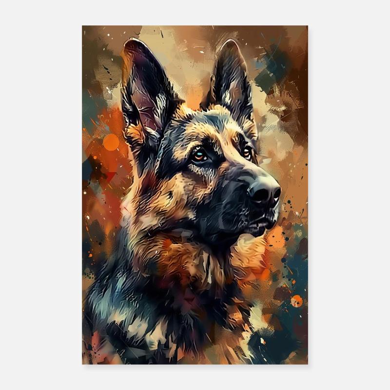 Deutscher Schäferhund - Poster 40x60 cm - Weiß