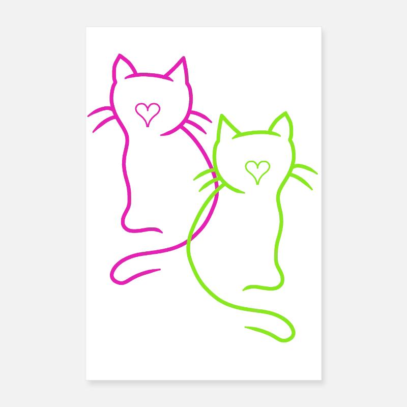 Coeur de chats rétro Poster 40 x 60 cm