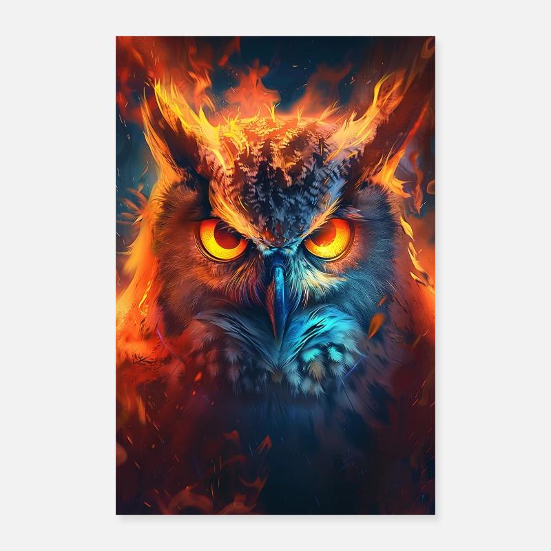 Eule - Poster 40x60 cm - Weiß