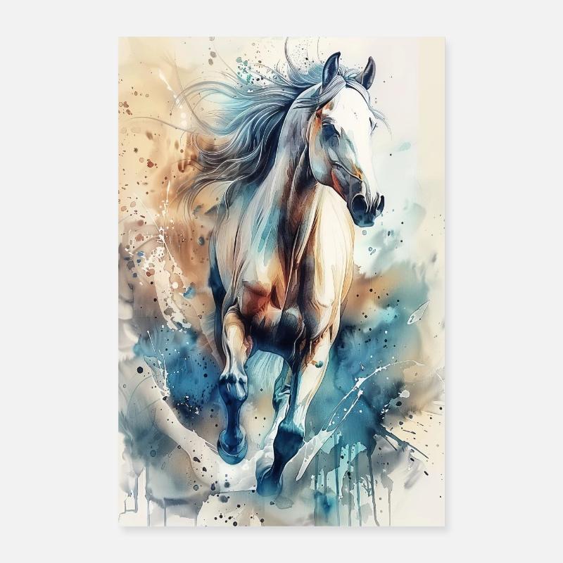 Cheval - Poster 40 x 60 cm - blanc