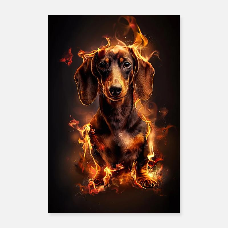 Dackel - Poster 40x60 cm - Weiß