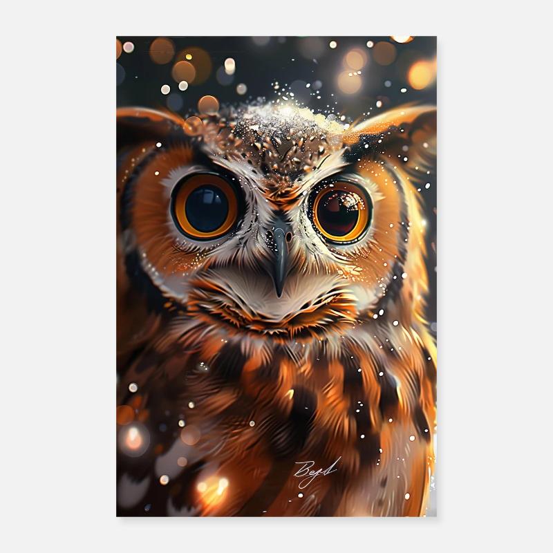 Eule - Poster 40x60 cm - Weiß