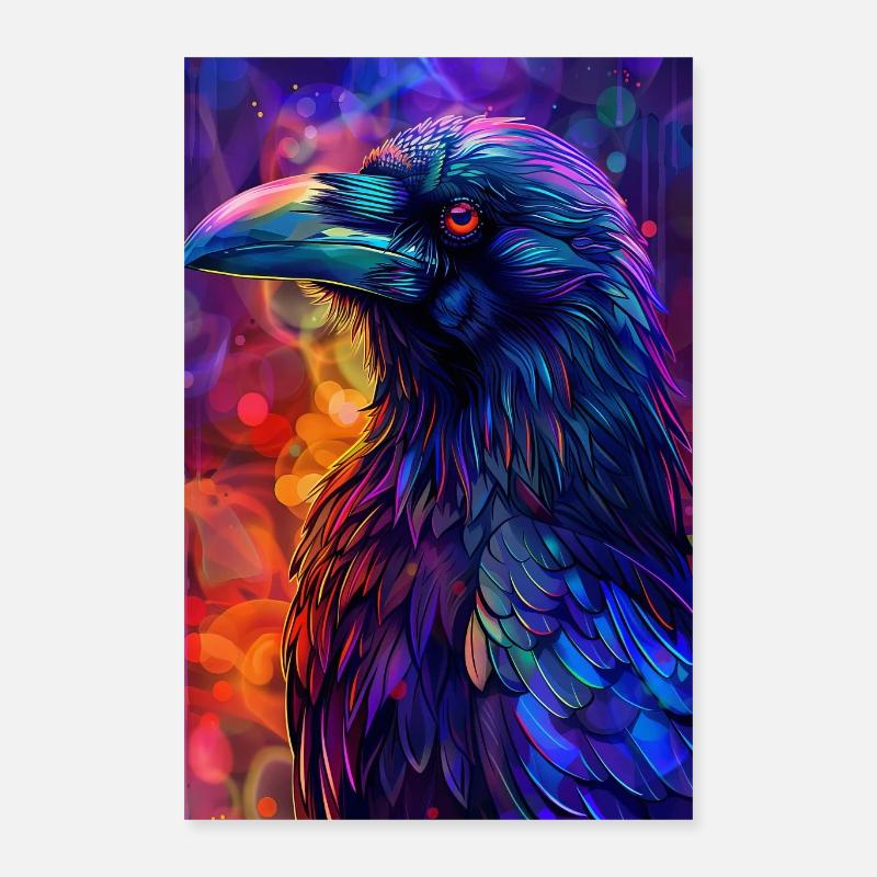 Rabe - Poster 40x60 cm - Weiß