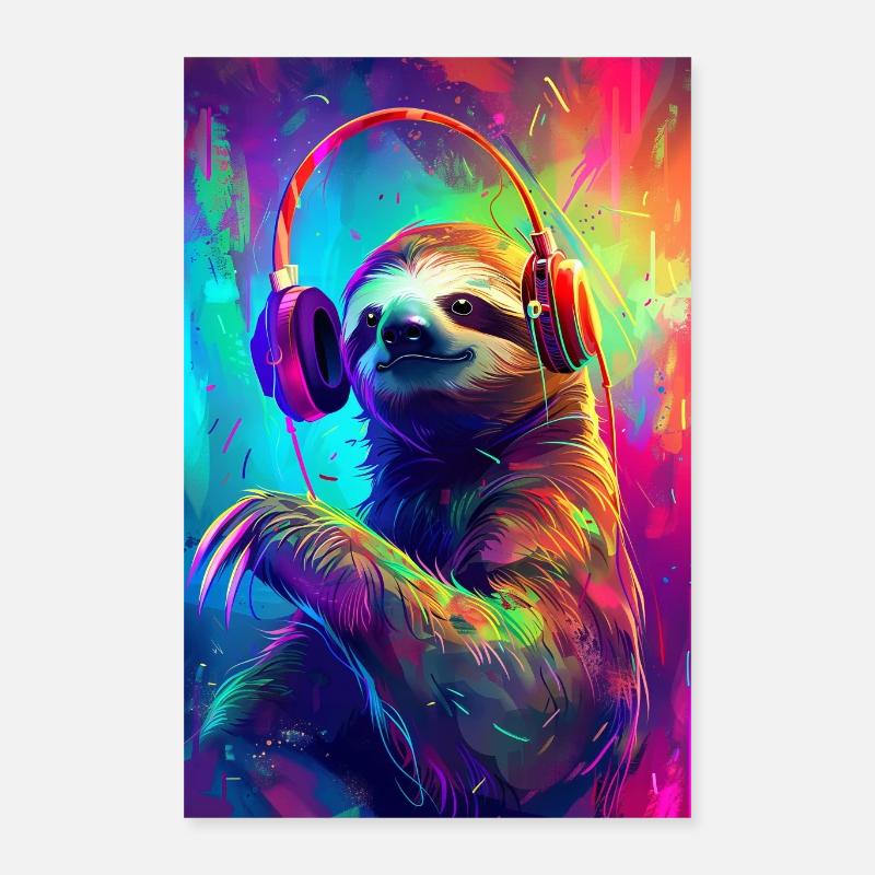 Faultier - Poster 40x60 cm - Weiß