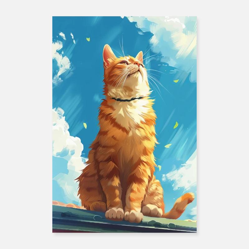 Chat - Poster 40 x 60 cm - blanc