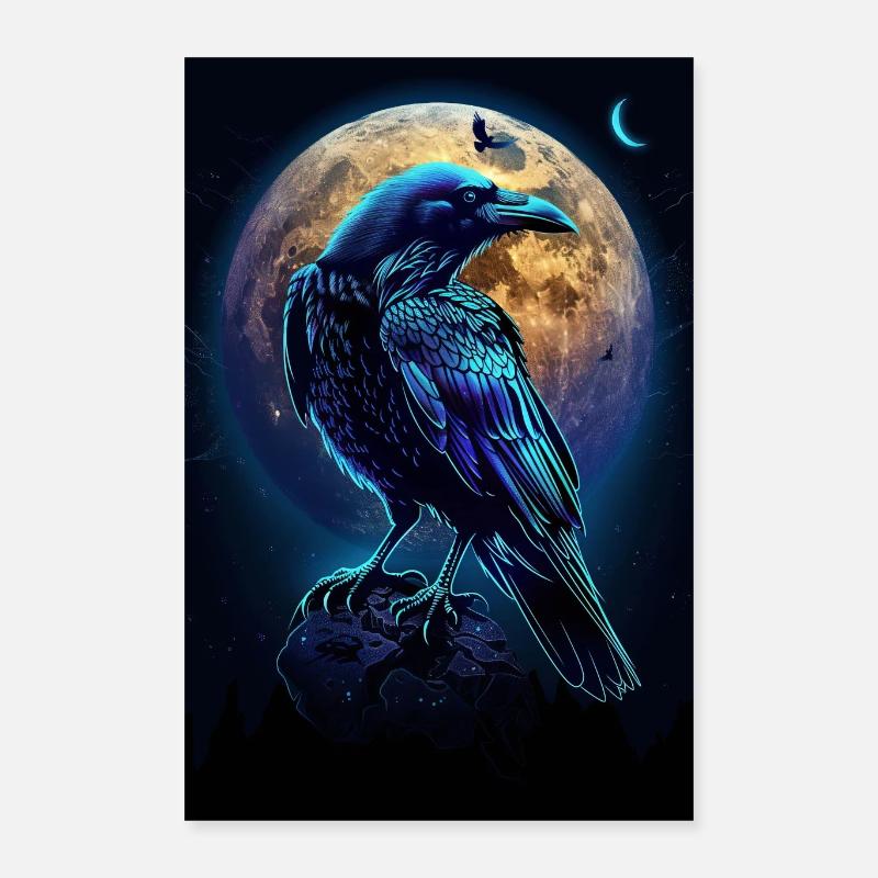 Rabe - Poster 40x60 cm - Weiß