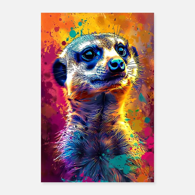 Erdmännchen - Poster 40x60 cm - Weiß