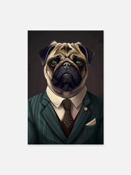 Mops - Poster 40x60 cm - Weiß