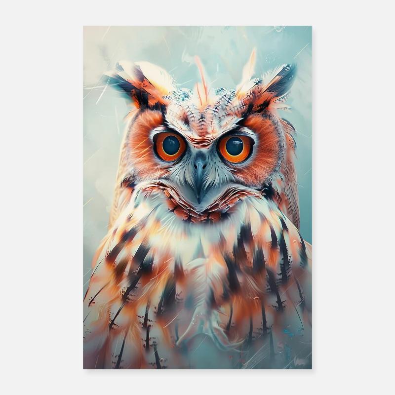 Hibou - Poster 40 x 60 cm - blanc