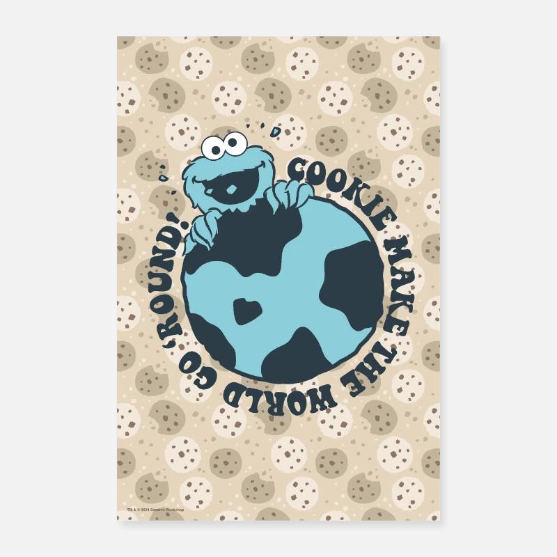 Sesamstraße Krümelmonster Witziger Cookie-Spuch - Poster 40x60 cm - Weiß