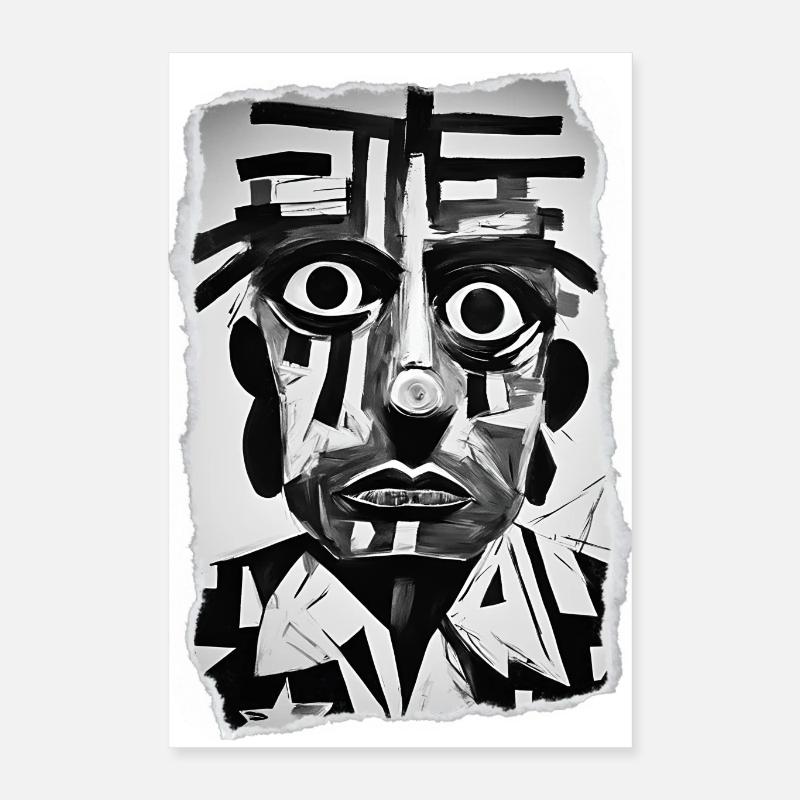 Bold black and white abstract face Poster 16" x 24" (40x60 cm)