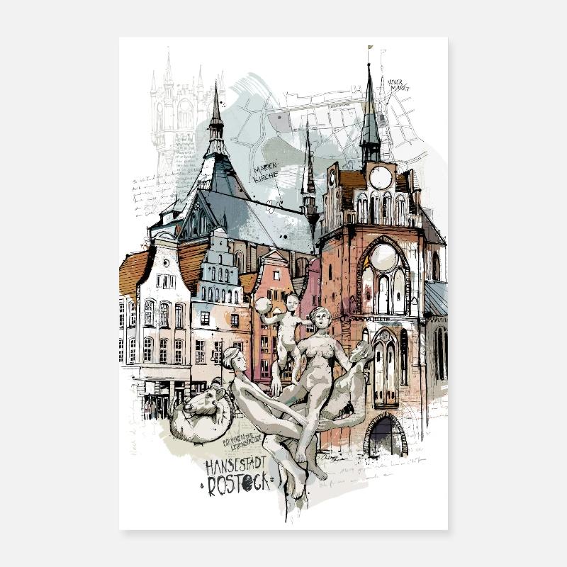 RostockerInnenstadt Collage Poster 40x60 cm