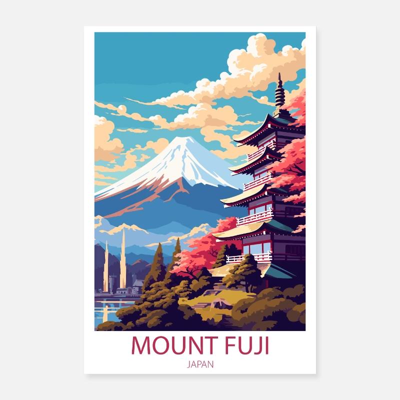 affiche rétro Mount Fuji Japon Poster 40 x 60 cm
