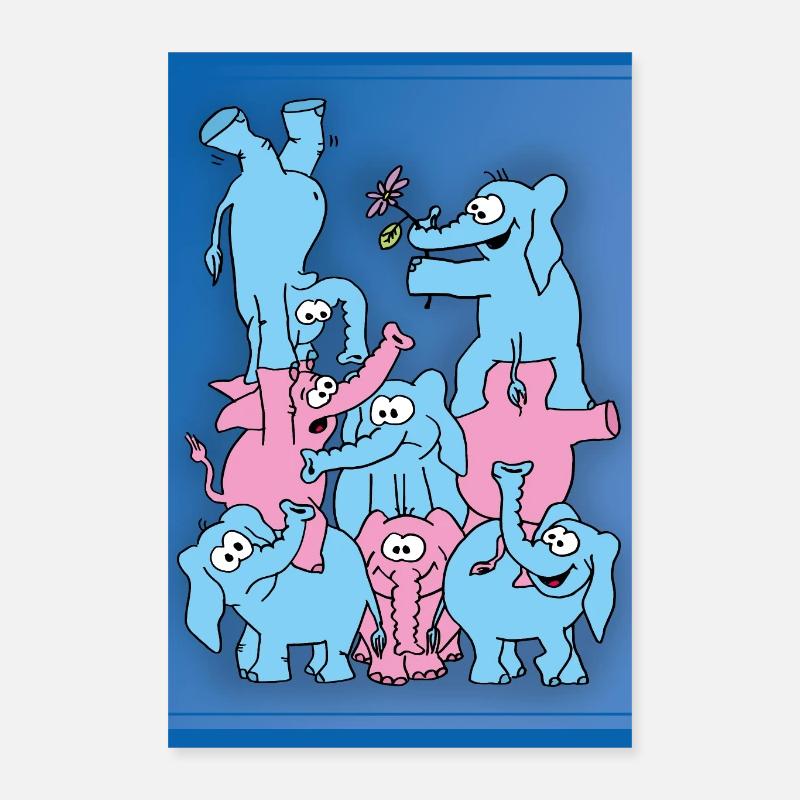 Ein bunter Elefantenturm Poster 40x60 cm