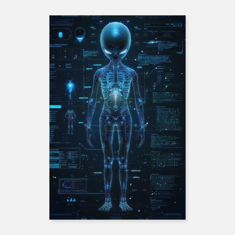 Bauplan für die Anatomie von Außerirdischen: High-Tech-Sci-Fi-Design Poster 40x60 cm