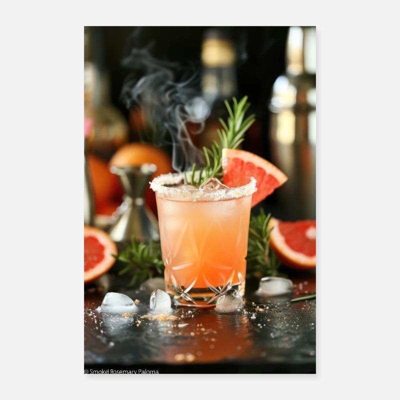 Rauchiger Grapefruit-Cocktail mit Rosmarin-Garnitur Poster 40x60 cm