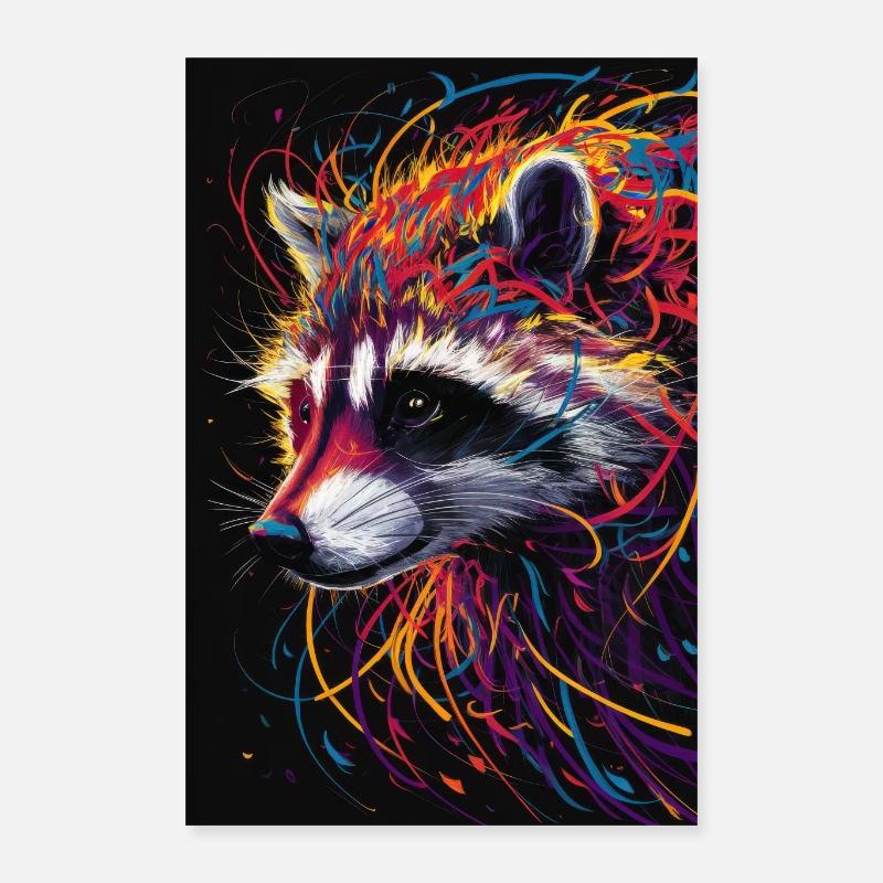 Raton laveur - Poster 40 x 60 cm - blanc