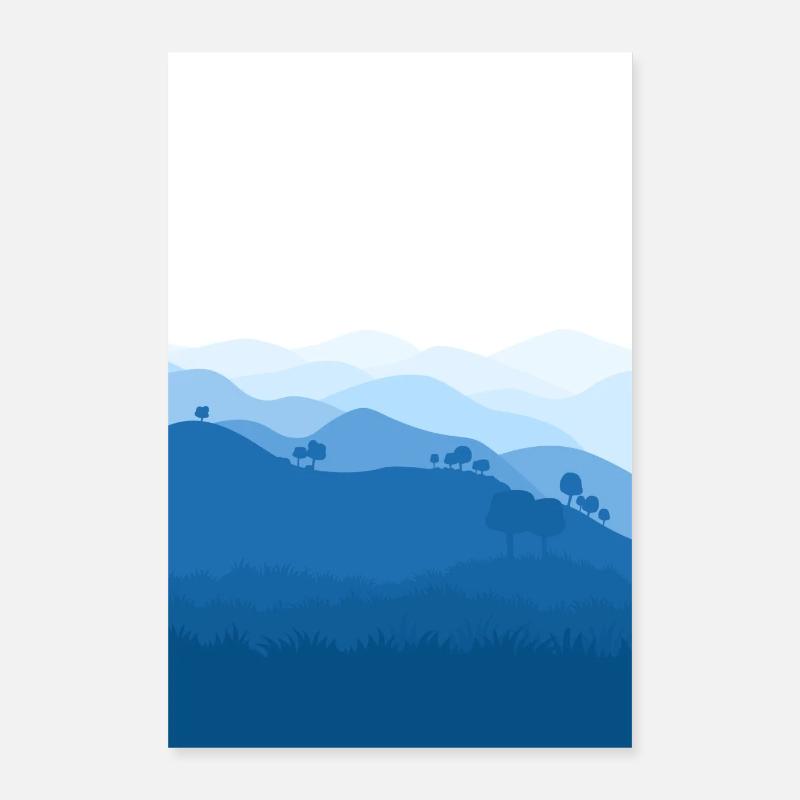 Fond de montagnes bleues Poster 40 x 60 cm