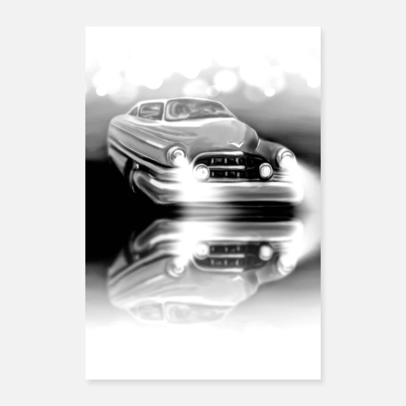 Noir Blanc Voiture Classique Poster 40 x 60 cm