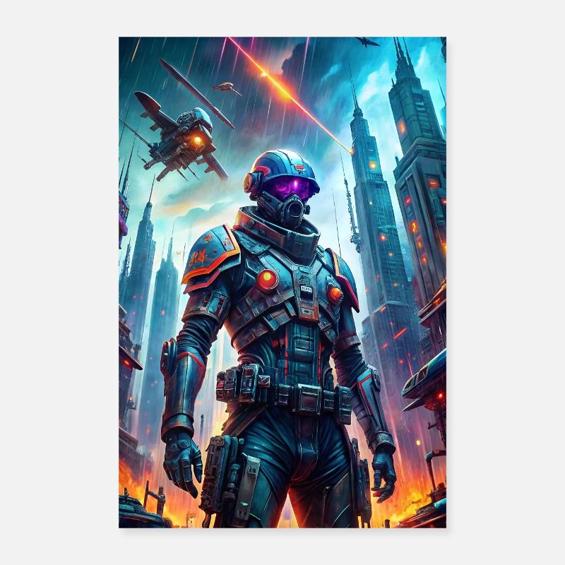 Guerriers sur le champ de bataille Poster 40 x 60 cm