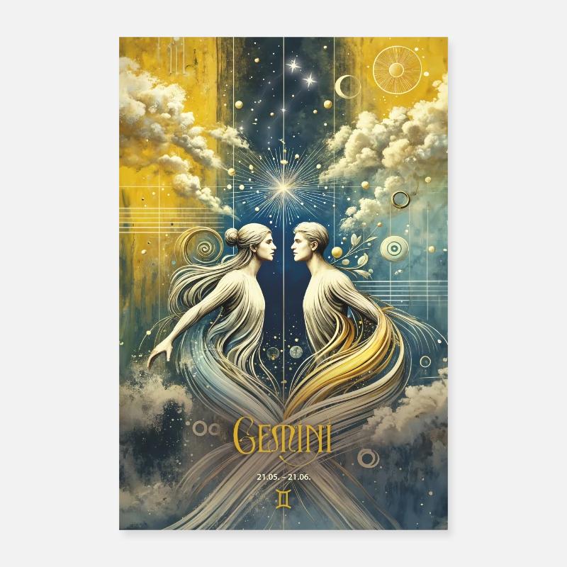 Zwillinge Sternzeichen Poster - Poster 40x60 cm - Weiß