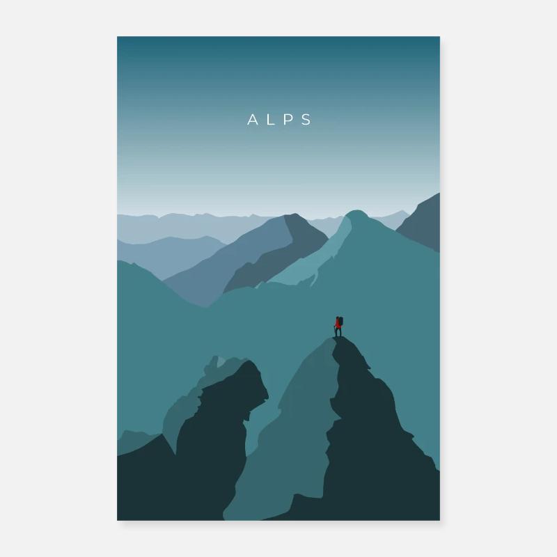 Alps - Reise Design Berge Alpen Poster 40x60 cm