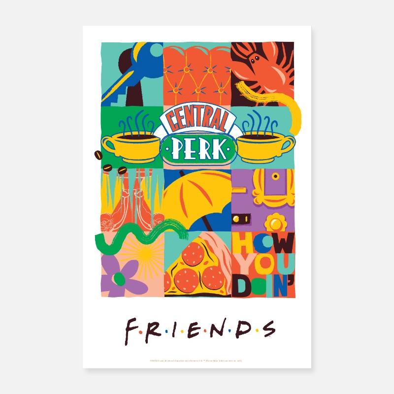 Friends Central Perk Cool Retro Design - Poster 40x60 cm - hvid