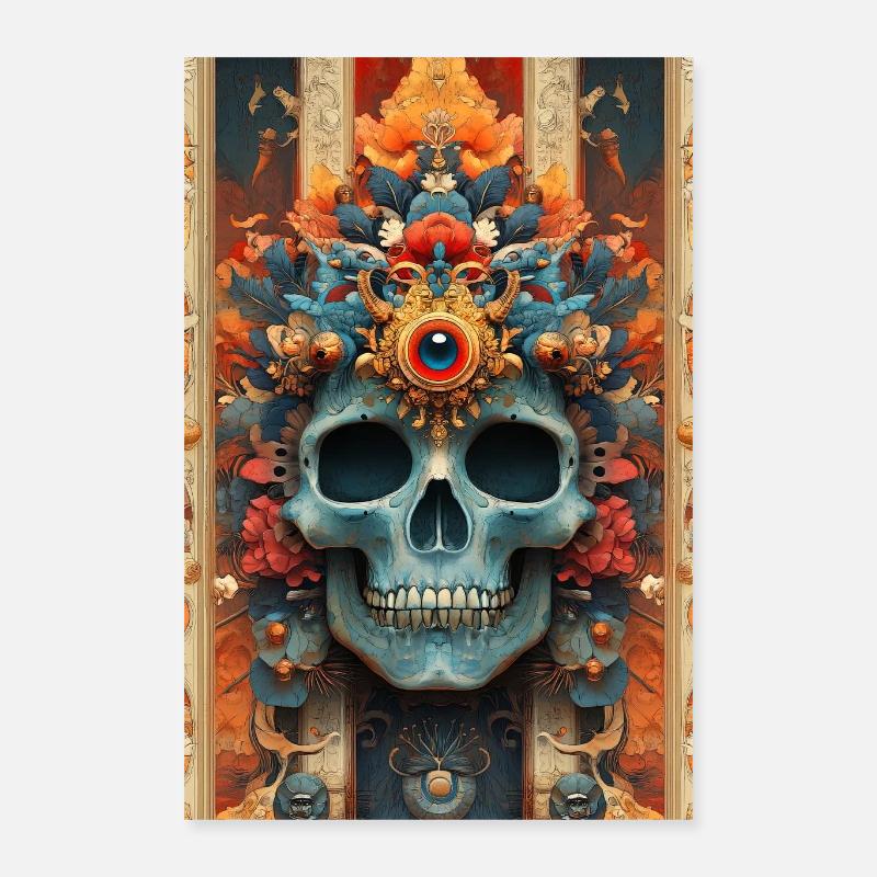 Flower Crown Skull with Third Eye Poster 16" x 24" (40x60 cm)