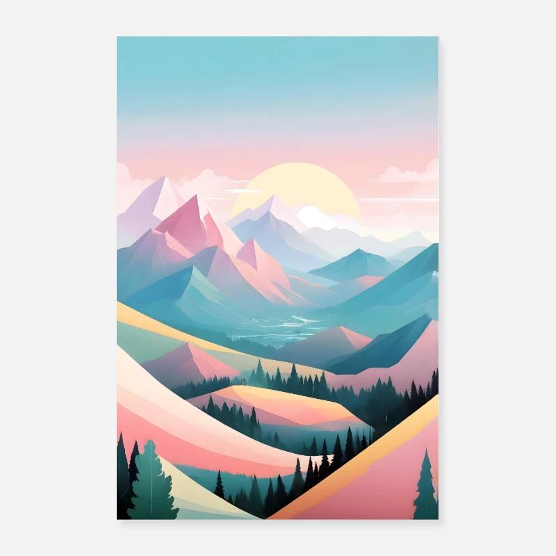 Mountain panorama in delicate colours - Horizont Berge Poster 16" x 24" (40x60 cm)