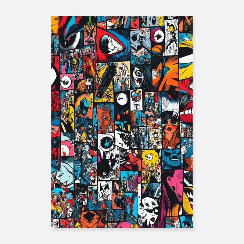 Kaleidoscope Comic Collage Poster 16" x 24" (40x60 cm)