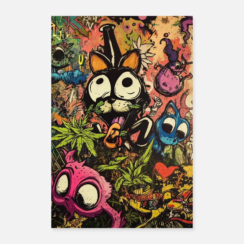 Graffiti coloré de monstre de dessin animé Poster 40 x 60 cm