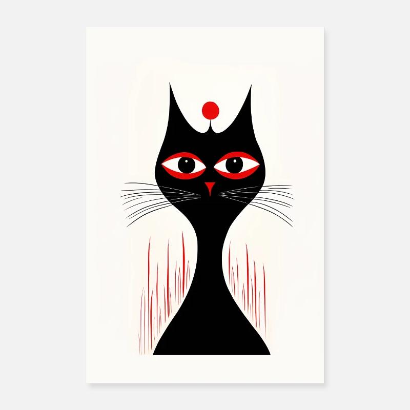 Le chat attend un service - Poster 40 x 60 cm - blanc