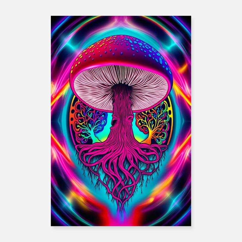 Champignon psychédélique - Poster 40 x 60 cm - blanc
