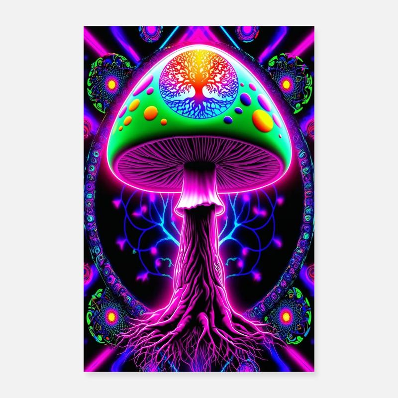 Psychedelic Mushroom Poster 16" x 24" (40x60 cm)