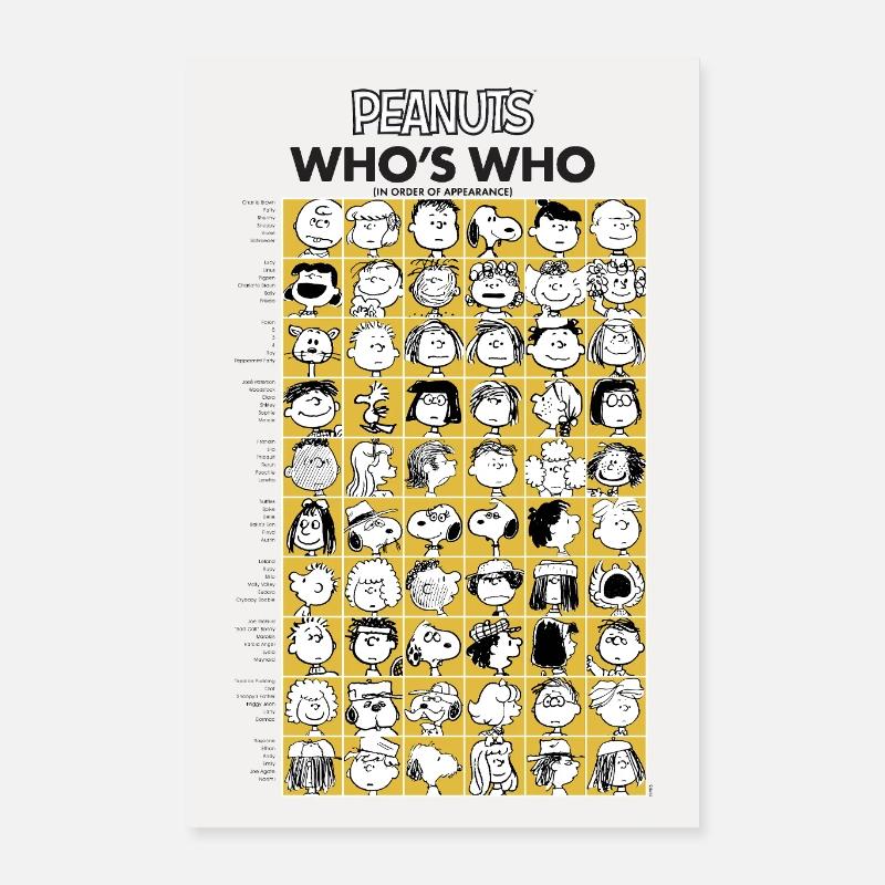Peanuts Ontwerp Wie Is Wie Figurenoverzicht Poster 40x60 cm