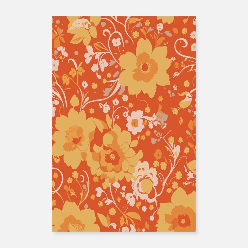 Retro Century Blossom Blumenmuster Poster 40x60 cm