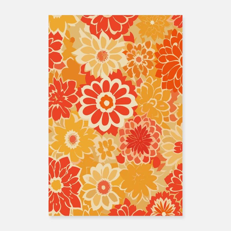 Vintage Floral Pattern Poster 16" x 24" (40x60 cm)