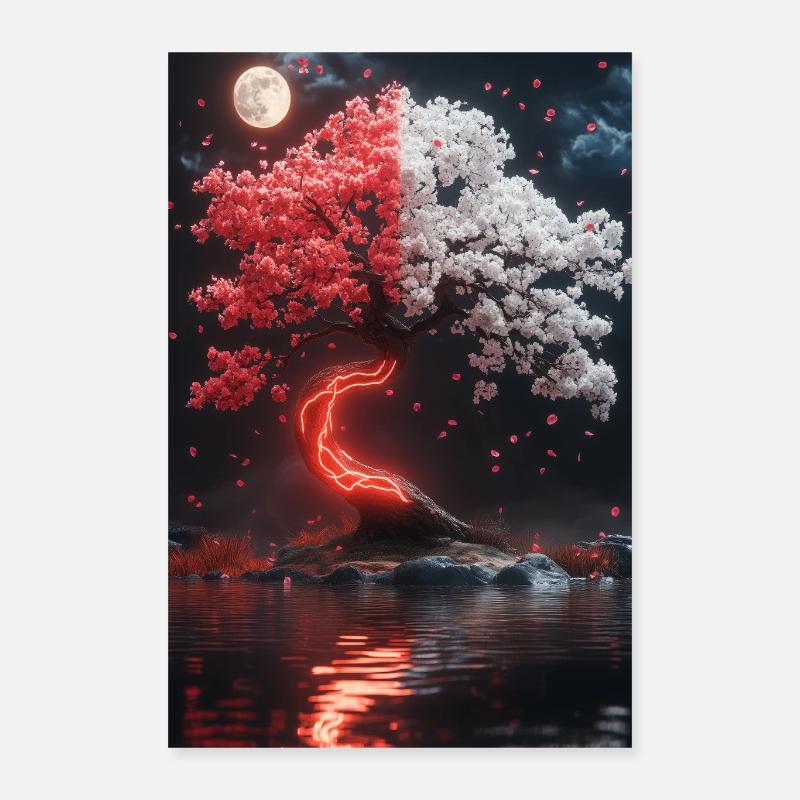Magic Tree Moonlight Reflection Poster 16" x 24" (40x60 cm)