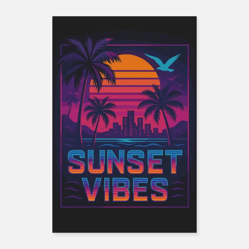 Sunset Vibes - Palmen Poster 40x60 cm