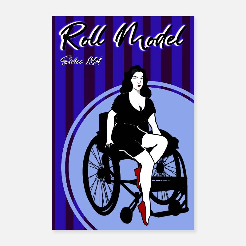 Roll Model – Retro Rollstuhl Pin-up Poster 40x60 cm