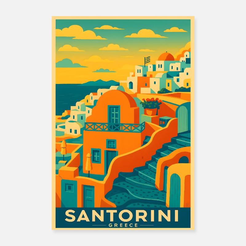 Santorini Greece – Island Architecture Poster 16" x 24" (40x60 cm)