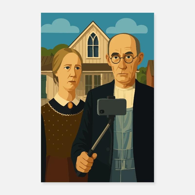 Les Américains (en mode selfie) Poster 40 x 60 cm