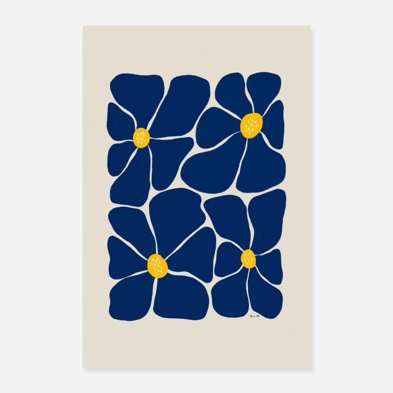 Blaue Blumen Poster 40x60 cm