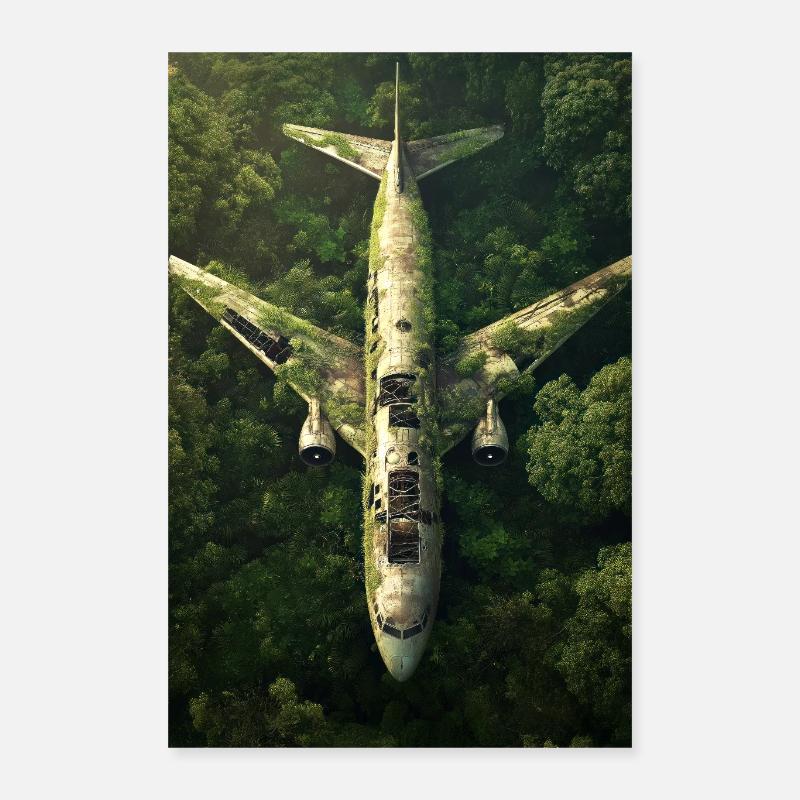 Épave d’avion abandonnée dans la jungle Poster 40 x 60 cm