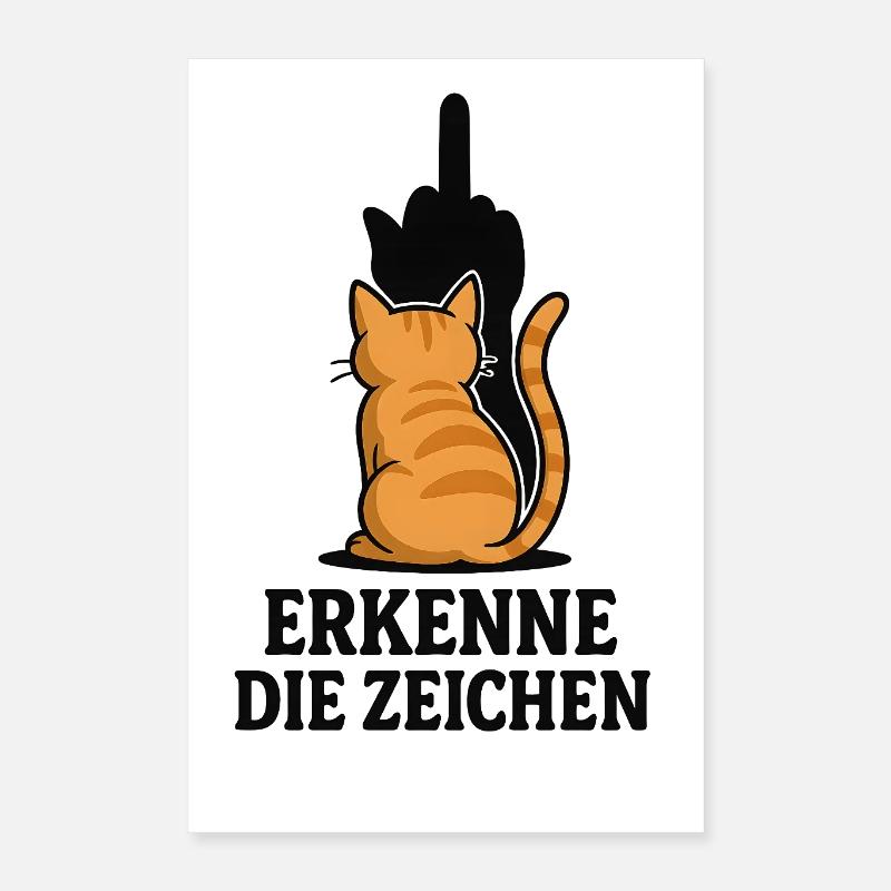 Recognize the Signs Cat Middle Finger Poster 16" x 24" (40x60 cm)